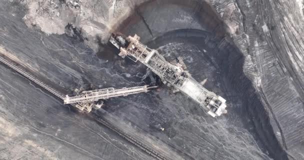 Pohled Shora Dolů Lignitový Důl Těžba Velkém Měřítku Zobrazení Leteckých — Stock video