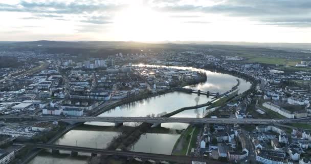 Koblenz Historische Stad Overhead Drone Antenne Stad Duitsland Europa — Stockvideo