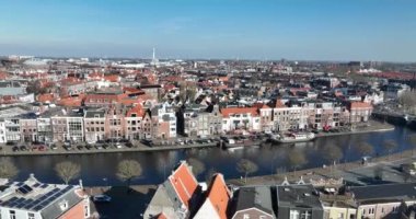 Haarlem, Hollanda, Kanal Şehri hava aracı görüntüsü.