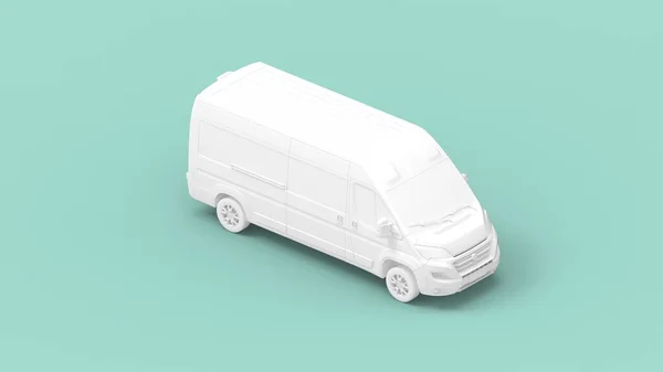 Minibüs Nakliye Kamyonunun Boyutlu Görüntüsü Ulaşım Kamyonu Boş Uzay Stüdyosu — Stok fotoğraf