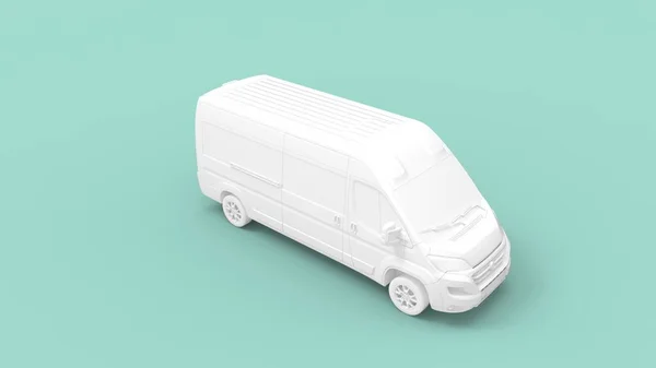Minibüs Nakliye Kamyonunun Boyutlu Görüntüsü Ulaşım Kamyonu Boş Uzay Stüdyosu — Stok fotoğraf