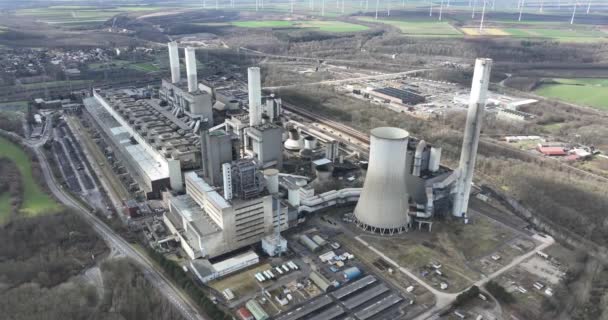 Grote Bruinkoolmijnen Duitsland Zware Industrie Bovenaanzicht Van Luchtdrone — Stockvideo