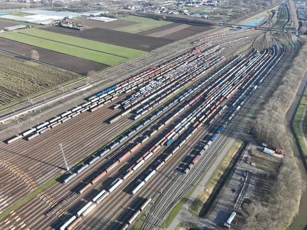 stock image The Kijfhoek train depot offers a unique perspective on Hollands railway system, with a mesmerizing display of trains and freight in motion.