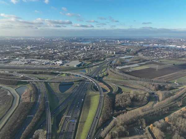 Див Безшовна Інтеграція Міської Інфраструктури Транспорту Видом Швидкісний Автошлях Ridderkerks — стокове фото