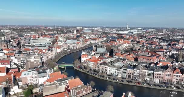Haarlem Nederland Stedelijk Overzicht Luchtdrone View — Stockvideo