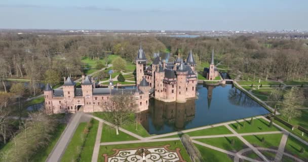 Kasteel Haar Mittelalterliche Burg Den Niederlanden Drohnenvideo Aus Der Luft — Stockvideo