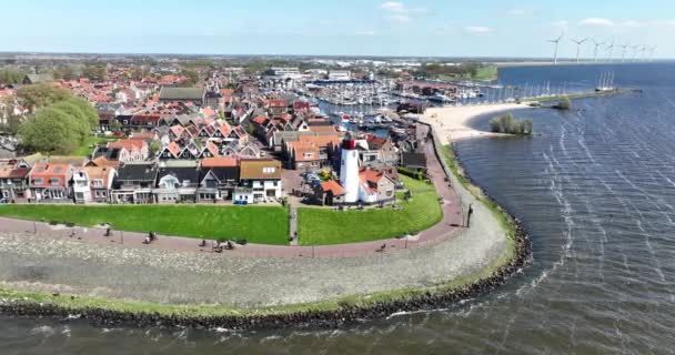 Hollanda Flevoland Daki Urk Kıyı Şeridi Hava Aracı Videosu — Stok video