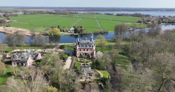 Stunning Drone Footage Zwaanwijck Castle Highlighting Estates Regal Charm Peaceful — Stock Video