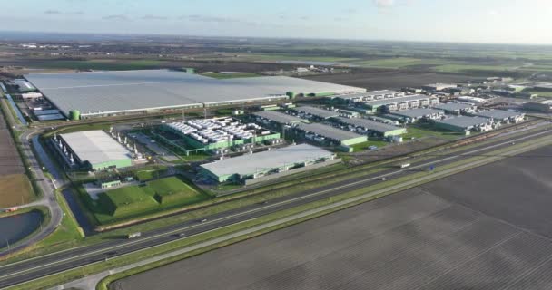 Vista Aérea Datacenter Exterioir Infraestrutura Computação Larga Escala Países Baixos — Vídeo de Stock