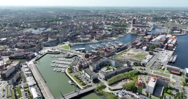 Dunkerque Centro Ciudad Puerto Avión Tripulado Vista Aérea Francia — Vídeos de Stock