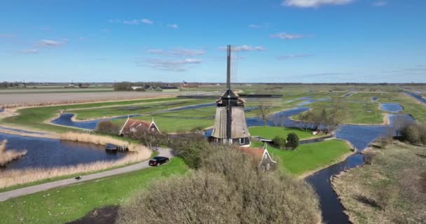 Historische Alte Windmühle Den Niederlanden Typisch Holländischer Anblick Drohnenvideo Aus — Stockvideo