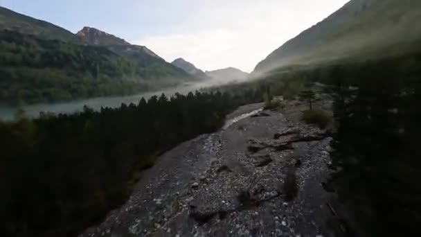 Flying Cirque Gavarnie Perancis Pyrenees Saat Fajar Pemandangan Gunung — Stok Video