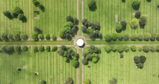 Cmentarz Normandii Normandii Francja Widok Drona Powietrza — Wideo stockowe