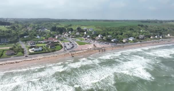 Aerial Drone View Omaha Beach Colleville Sur Mer Νορμανδία Γαλλία — Αρχείο Βίντεο