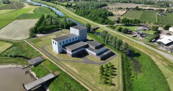 Dodewaard Nijmegen Former Nuclear Facility Aerial Drone View — Stock Video