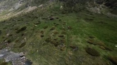 Pirenelerdeki Cirque de troumouse 'un FPV drone videosu