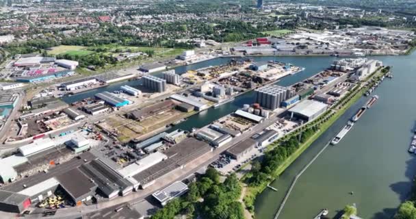 Vidéo Aérienne Par Drone Port Zone Industrielle Aux Pays Bas — Video