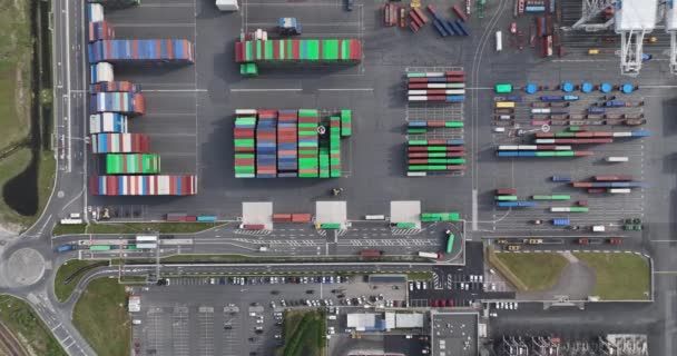 Havre 2023年5月19日 远洋港口自上而下的航景航站楼 集装箱和繁忙的活动 — 图库视频影像