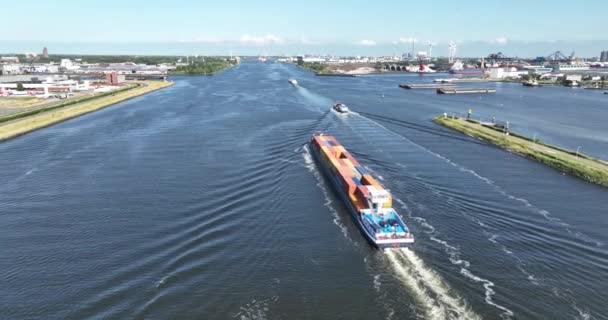 Amsterdam Czerwca 2023 Holandia Żegluga Kontenerowa Śródlądowa Transport Logistyka Lotu — Wideo stockowe