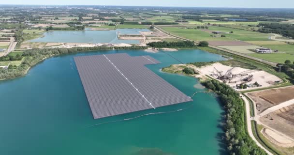 Vídeo Drones Aéreos Vasta Instalação Painel Solar Uiver Meertje Holanda — Vídeo de Stock