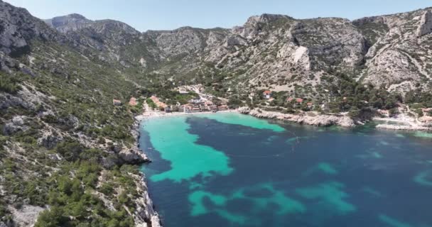 Witness Mesmerizing Beauty Calanque National Park Coastline Marseille Breathtaking Aerial — Stock Video