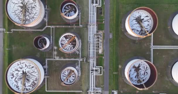 Petrochemical Storage Infrastructure Top Aerial Video Silos Storage Containers — Stock Video