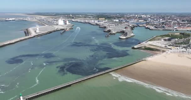 Vídeo Drone Aéreo Terminal Partida Porto Calais França Onde Ferries — Vídeo de Stock