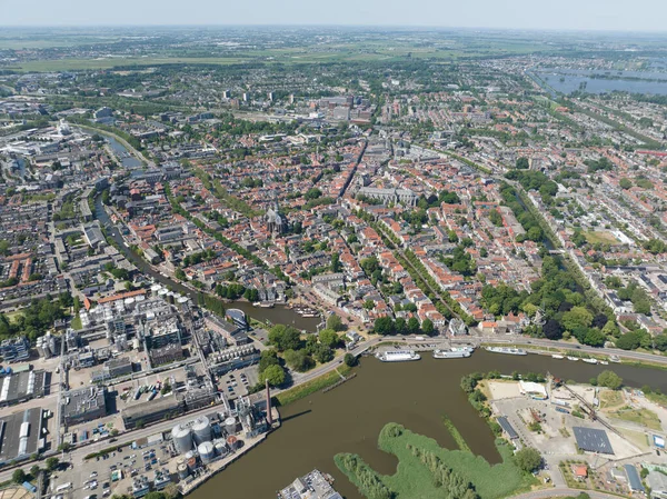 Drohnenvideo Der Stadt Gouda Niederlande Der Innenstadt Und Der Wichtigsten — Stockfoto