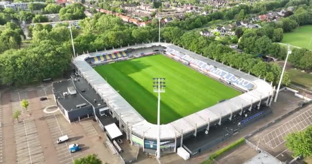 Waalwijk Junio 2023 Países Bajos Aerial Drone Video Mandemakers Stadium — Vídeo de stock