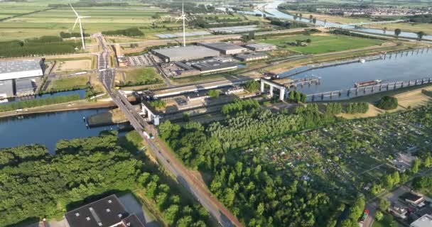 Aerial Drone View Princess Beatrix Lock Egy Zár Komplexum Holland — Stock videók