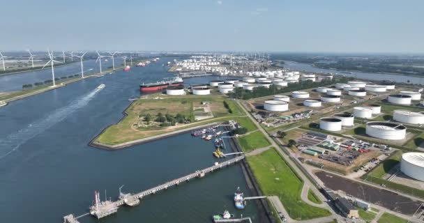 Calandkanaal Caland Canal Port Rotterdam Aerial Drone View — 图库视频影像