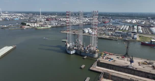 Rotterdam Haziran 2023 Hollanda Botlek Limanı Insansız Hava Aracı Genel — Stok video