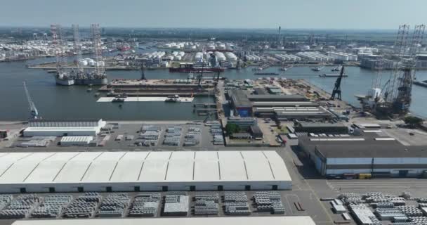 Роттердам Июня 2023 Года Нидерланды Petroleumhaven Порту Роттердама — стоковое видео