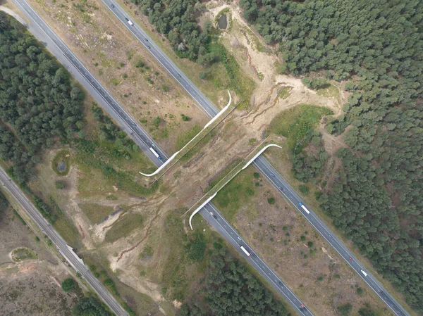 Ovanifrån Ecoduct Kootwijkerzand Stroe Nederländerna — Stockfoto