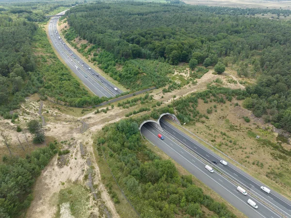 Ovanifrån Ecoduct Kootwijkerzand Stroe Nederländerna — Stockfoto