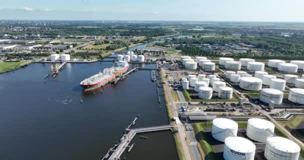 Terminal Petróleo Afrikahaven Amsterdã Holanda Grande Porto Petroquímico Vista Aérea — Vídeo de Stock
