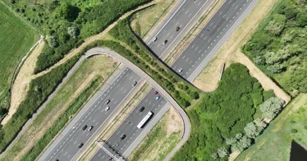 荷兰一条国道上的野生动物通道基础设施 生态隧道Authena的空中无人驾驶飞机俯瞰 — 图库视频影像