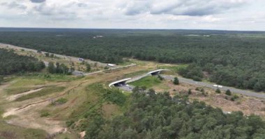 Çevre yolu üzerinden eko kanaldan geçen vahşi yaşam. Hollanda altyapı peyzaj mühendisliği.