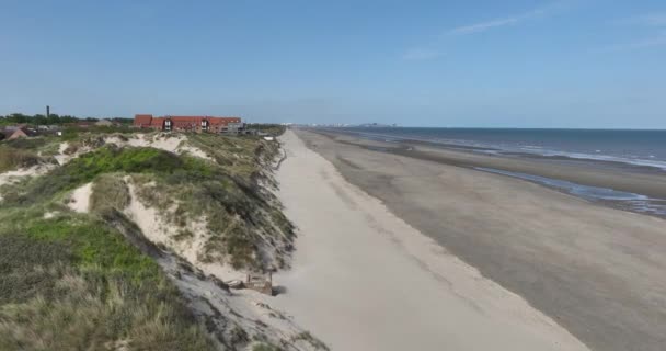 Vistas Aéreas Drones Playas Zona Normandía Francia Dunas Arena Mar — Vídeo de stock