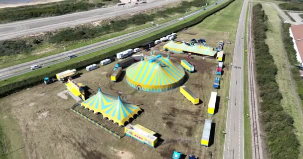 Ouddorp Sierpnia 2023 Holandia Circus Renz International Widok Drona Powietrza — Wideo stockowe