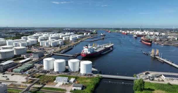 Amsterdam Den Juni 2023 Nederländerna Fånga Afrikahavens Dynamiska Industrilandskap Ovanifrån — Stockvideo