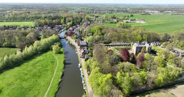 Explore Picturesque Village Oud Zuilen Stunning Aerial Perspective Drone Footage — Stock Video