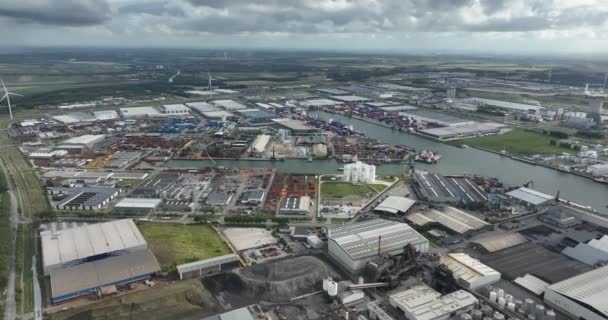 Moerdijk Agustus 2023 Belanda Pelabuhan Moerdijk Pelabuhan Besar Belanda Tampilan — Stok Video