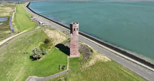 Vedere Dronei Aeriene Plompe Toren Acest Turn Istoric Coastă Singurul — Videoclip de stoc