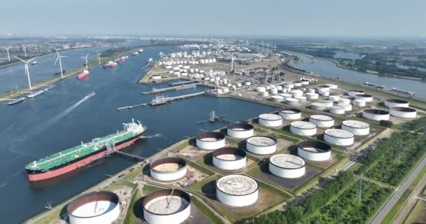 Rotterdam Juni 2023 Niederlande Luftaufnahmen Von Europoort Einem Industriellen Kraftwerk — Stockvideo