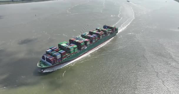 Antwerpen Augusti 2023 Belgien Containerfartyg Öppet Hav Flygdrönare — Stockvideo