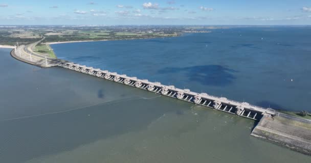 Haringvliet Barajı Almanca Haringvliet Dam Hollanda Nın Güneyindeki Haringvliet Barajı — Stok video