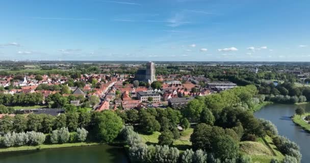 Brielle Deki Sint Catharijnekerk Grote Nin Nefes Kesici Hava Perspektiflerinden — Stok video