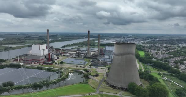 Aerial Drone Shot Energy Generation Facility Netherlands — Vídeo de stock