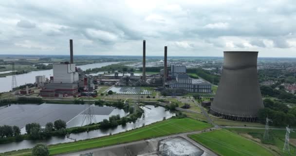 Letecký Pohled Kontroverzní Uhlí Zařízením Spalování Biomasy — Stock video